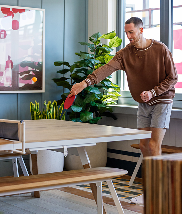 A man playing table tennis