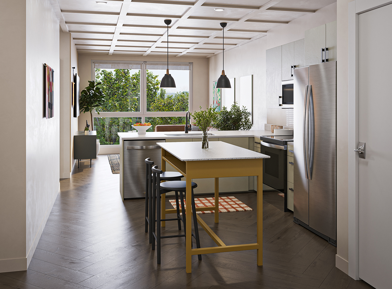 A kitchen with modern appliances