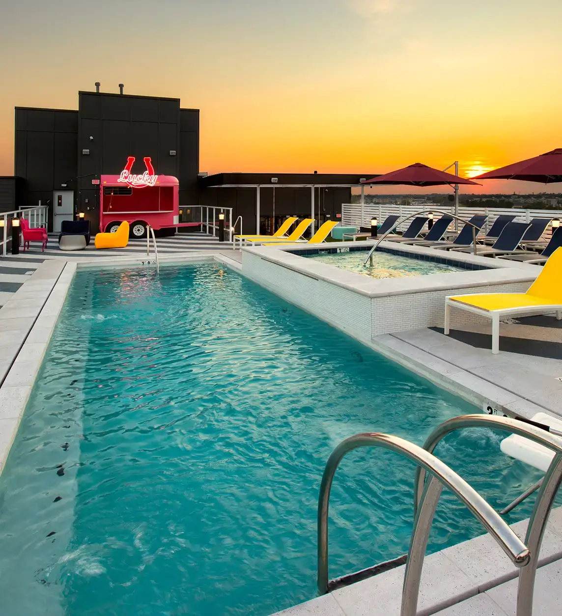 A resort-style swimming pool